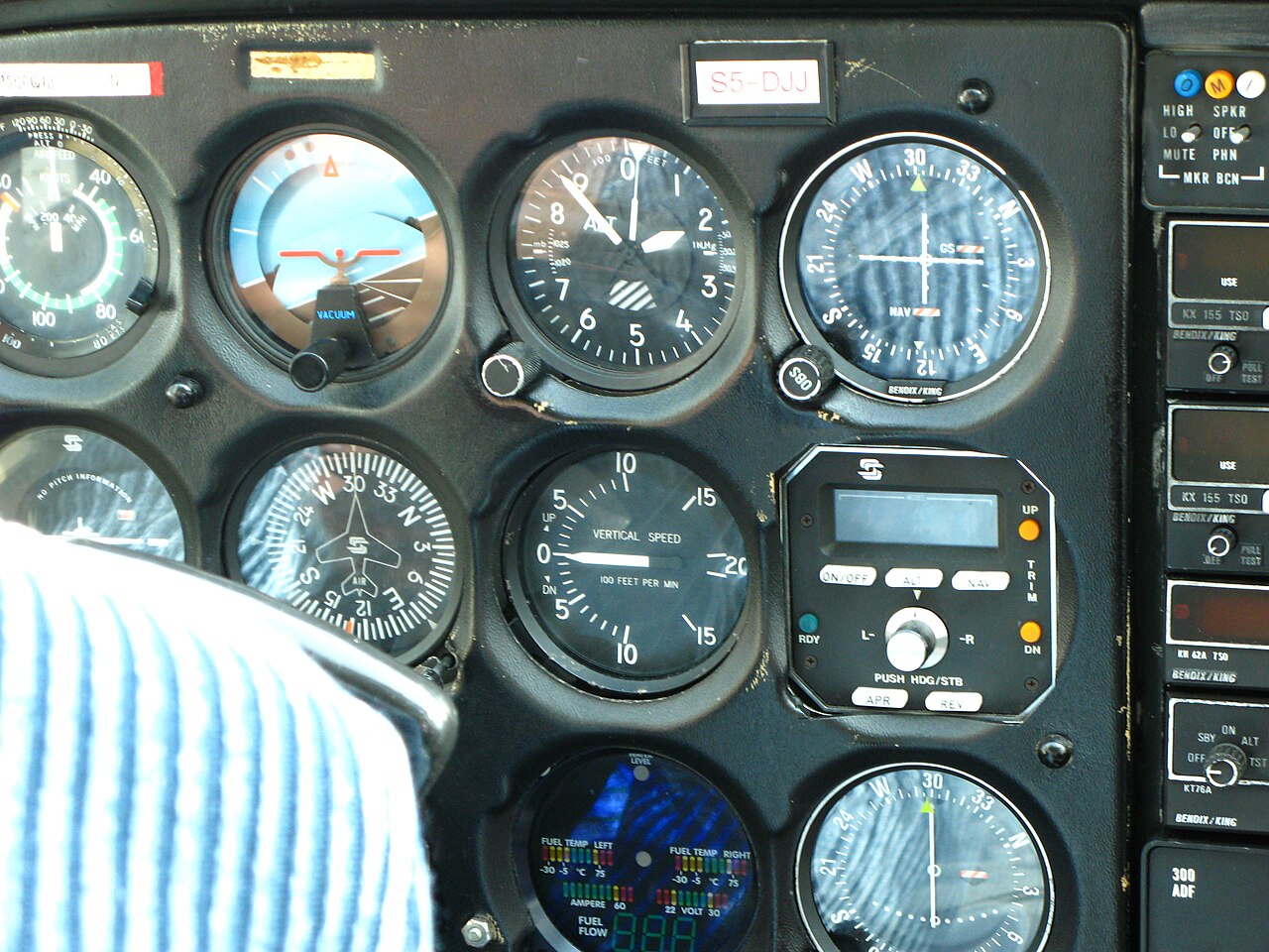 Cessna 172 instrument panel — the analog “six-pack” of primary flight instruments