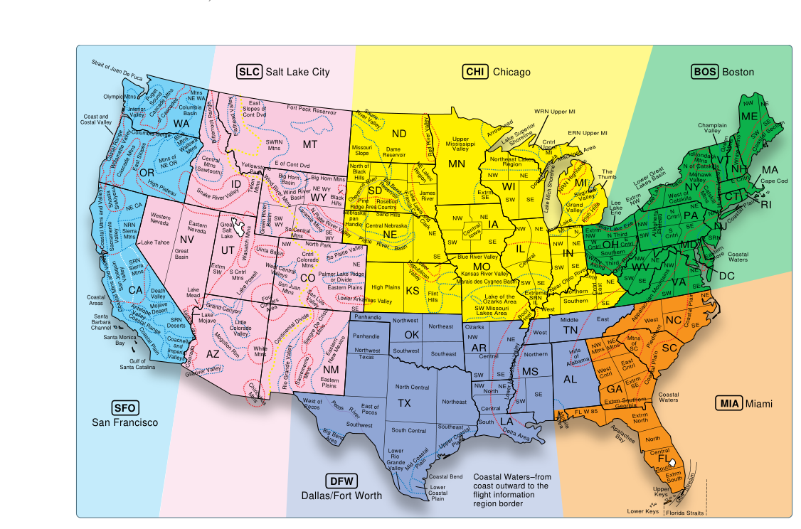 Area forecast region map.