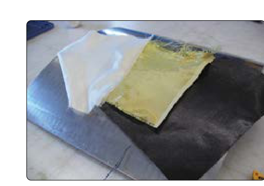 Fiberglass (left), Kevlar® (middle), and carbon fiber material (right).
