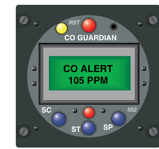 An example of a carbon monoxide detector sold in the aviation market.