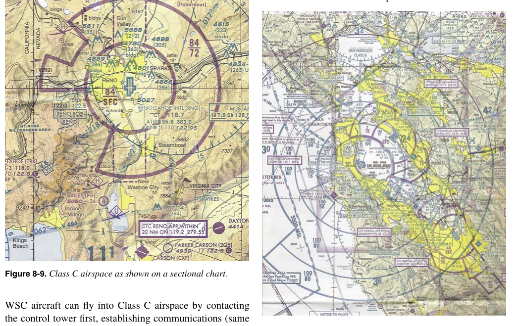 Class B airspace as shown on a sectional chart.