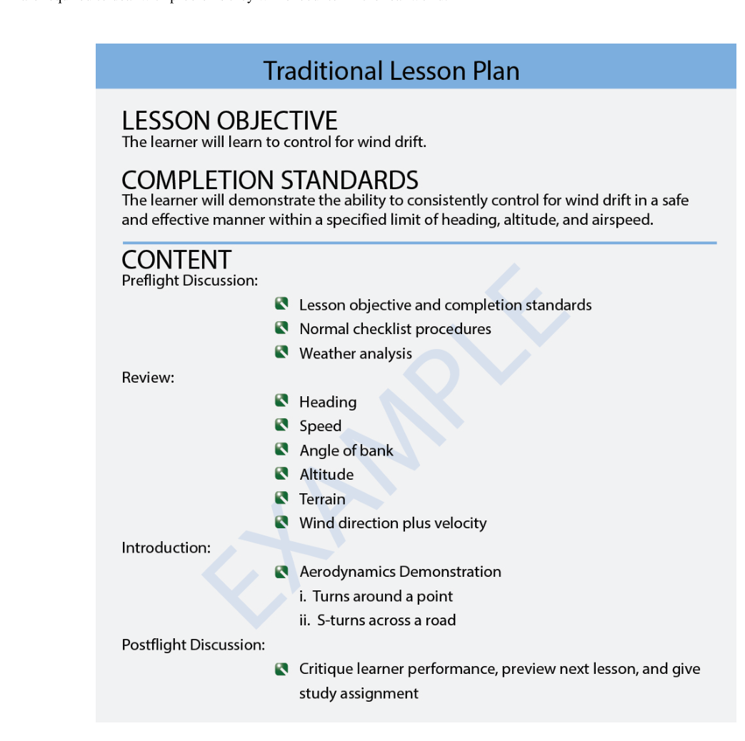 Example of a traditional training lesson plan.