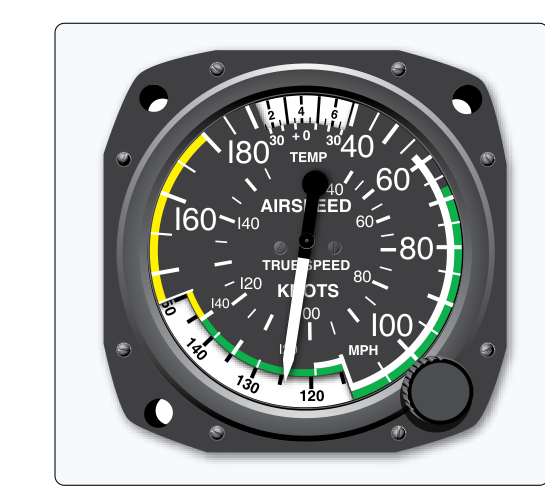 An analog true airspeed indicator. The pilot manually aligns the outside air temperature with the pressure altitude scale, resulting in an indication of true airspeed.