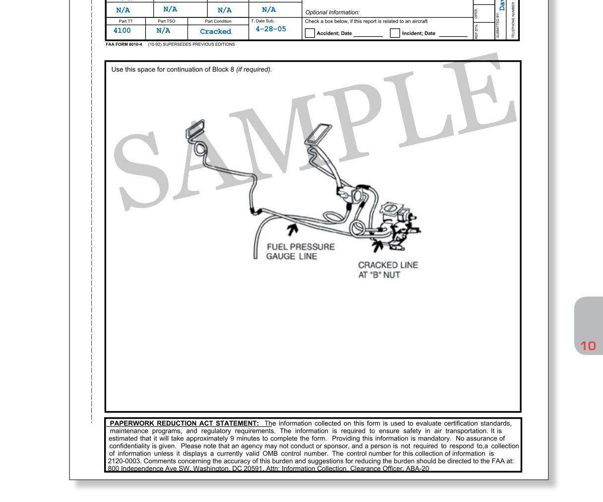 FAA Form 8010-4, Malfunction or Defect Report. You can obtain instructions for completing FAA Form 8010-4 on the FAA website at www.faa.gov or from your local FSDO.