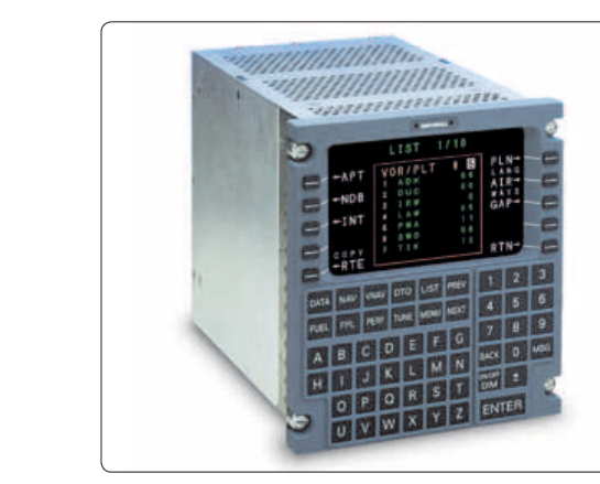 A Control Display Unit (CDU) used to control the flight management system (FMS).