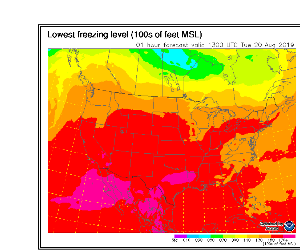 Freezing Level Forecast Graphic—Example