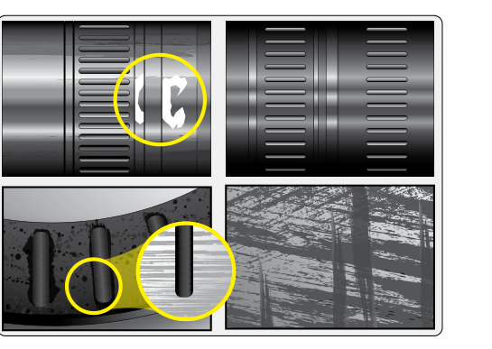 False brinelling is caused by vibration of the bearing while in a static state. Even with a static overload, it can force the lubricant from between the rollers and the raceway. Submicroscopic particles removed at the points of metal-to-metal contact oxidize. They work to remove more particles spreading the damage. This is also known as frictional corrosion. It can be identified by a rusty coloring of the lubricant.