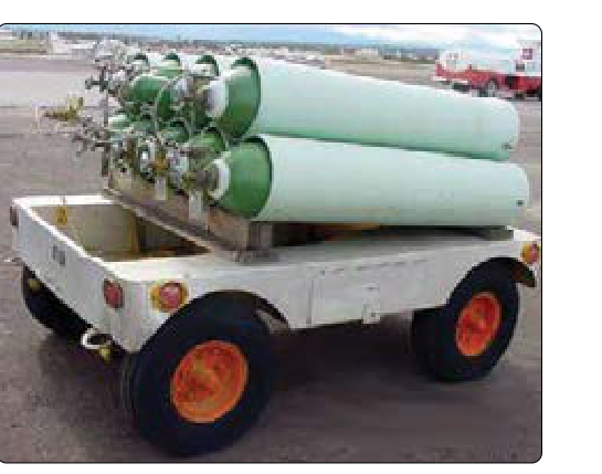 Typical oxygen servicing cart used to fill an aircraft system.