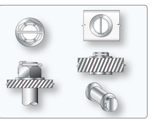 Securing hardware with cotter pins.