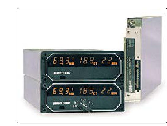 Distance information from the DME can be displayed on a dedicated DME instrument or integrated into any of the electronic navigational displays found on modern aircraft. A dual display DME is shown with its remote mounted receiver.