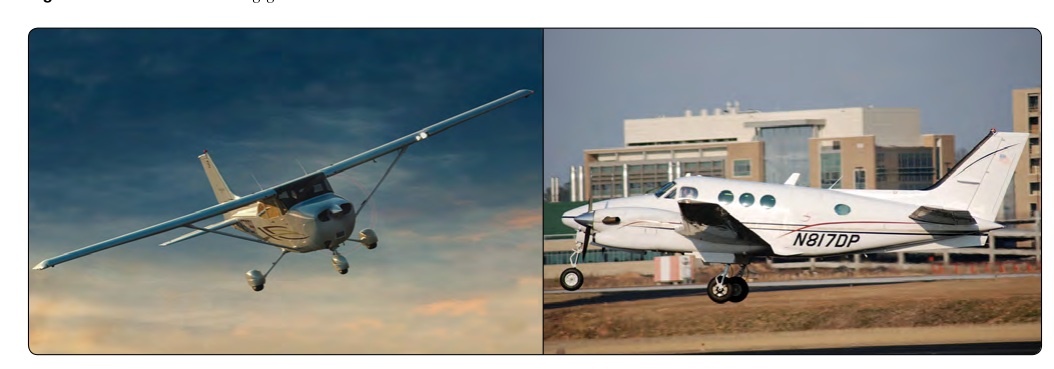Fixed (left) and retractable (right) gear airplanes.