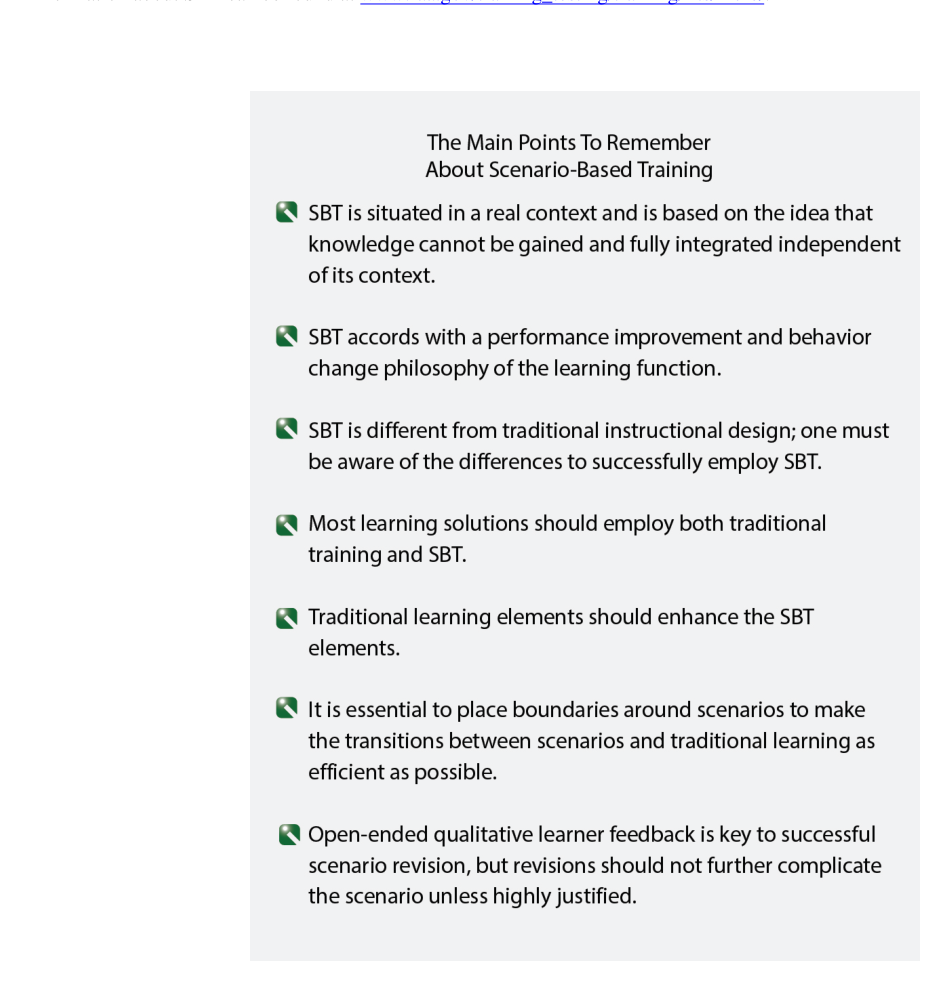 Points to remember about scenario-based training.