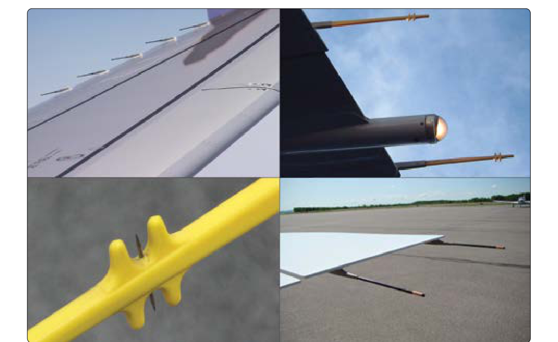 Static dischargers or wicks dissipate built up static energy in flight at points a safe distance from avionics antennas to prevent radio frequency interference.