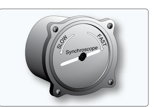 This synchroscope indicates the relative speed of the slave engine to the master.